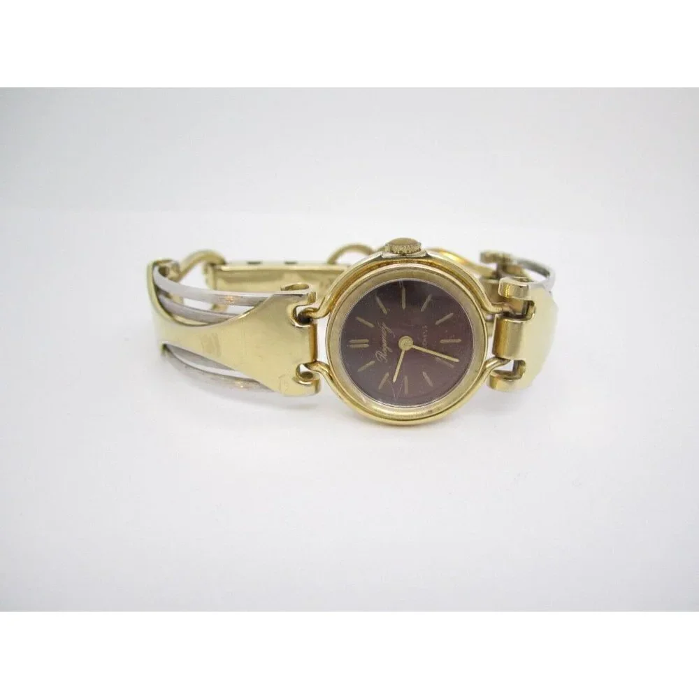 Vtg Women Regency 17 Jewels Hand Wind Analog 26mm Dial Causal Round‎ Watch (G49)